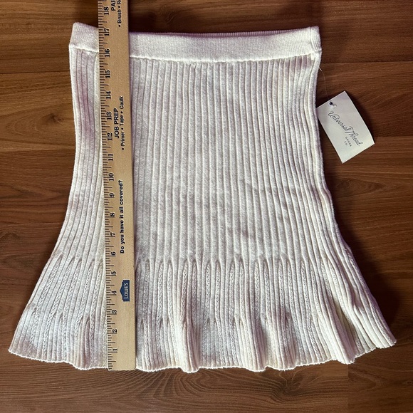 Universal Thread Cream Ribbed Ruffle-Hem Midi Skirt - Picture 2 of 7